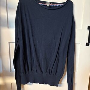 Bench Navy Sweater with Red and Blue Braided Detail
